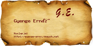 Gyenge Ernő névjegykártya